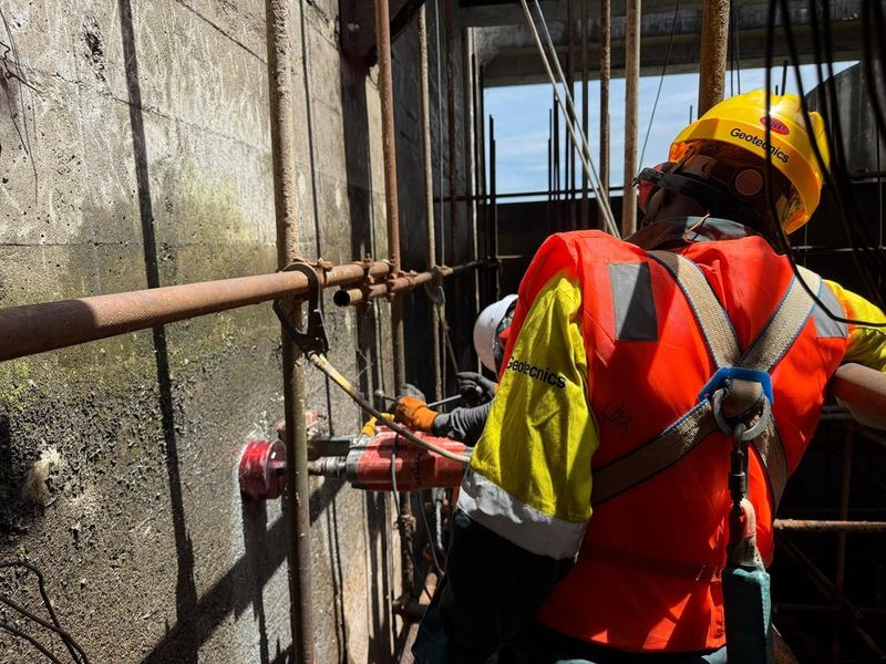 Concrete core extraction and in-situ testing — Isimba HPP spillway